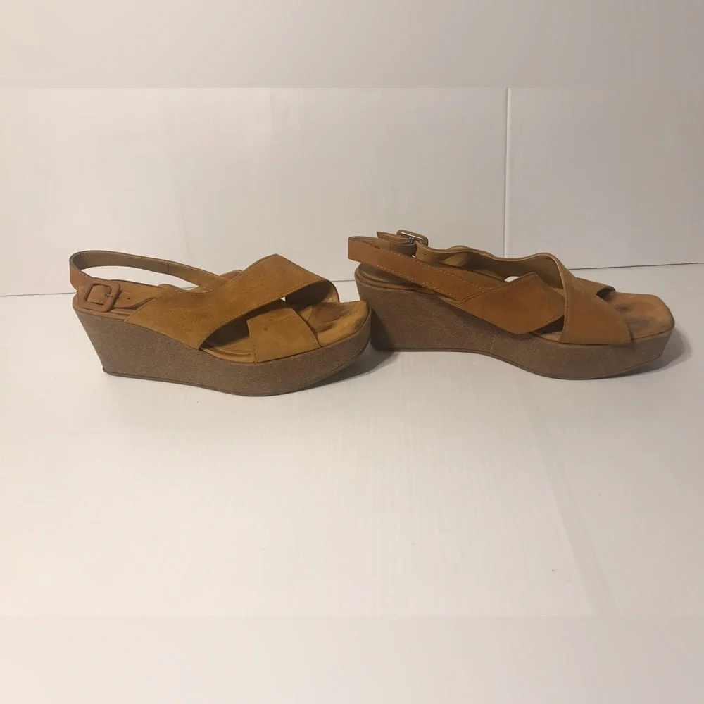 Fabio Rusconi cork platform high heel wedge suede sandal women size 7.5 (38) - Picture 2 of 12